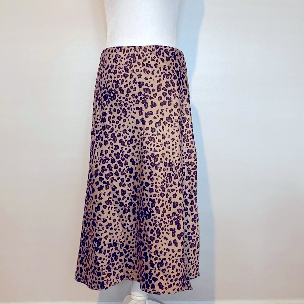 Abercrombie & Fitch Y2K satin cheetah print midi skirt